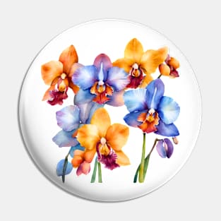 Watercolor Orchids Pin