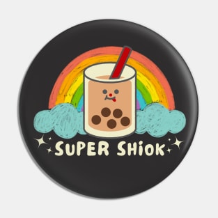 Super Shiok Bubble Tea Cute Colourful Rainbow Funny Singlish Star Pin