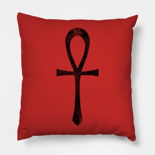 Black Ankh Grunge Pillow