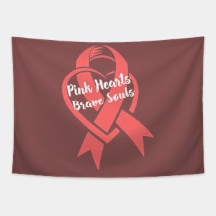 Pink Hearts Brave Souls-Breast Cancer Awareness Tapestry