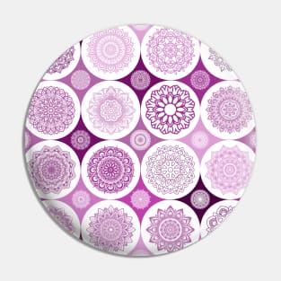 repeating pattern with mandala drawings in circles magenta color Pin