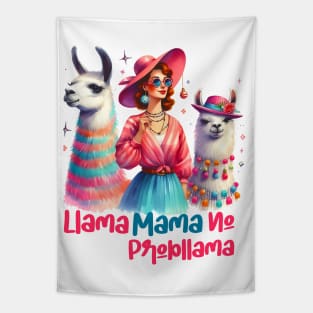 NO PROB-LLAMA! Retro Funny Llama Alpaca Graphic Tapestry