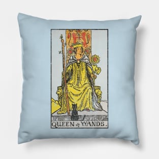 Queen of wands tarot card (distressed) Pillow