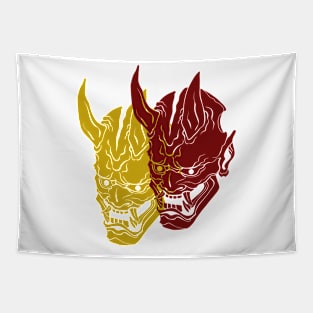 The Double Oni Mask 2 - Yabisan - Vector Style Tapestry