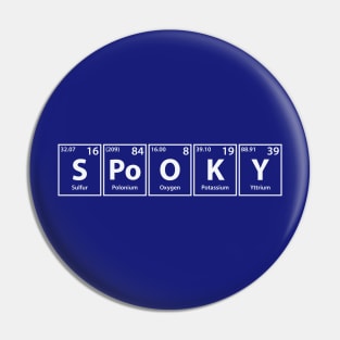 Spooky (S-Po-O-K-Y) Periodic Elements Spelling Pin