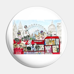 Cats and Dogs ride the London bus Pin