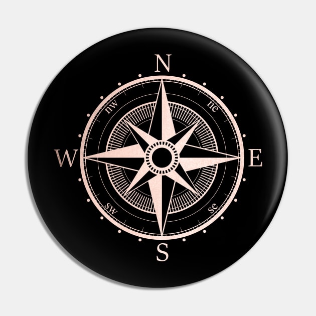 Rose Gold Compass Pin by Cascadia by Nature Magick