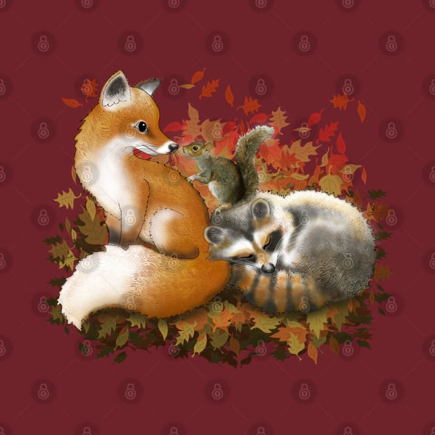 Fox, racoon and squirrel during autumn by Brash Ideas