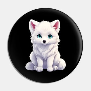 Snowy Snuggles Arctic Fox Pup Pin