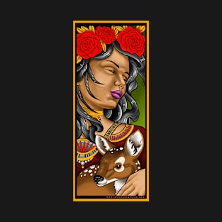 Neotraditional girl with fawn T-Shirt