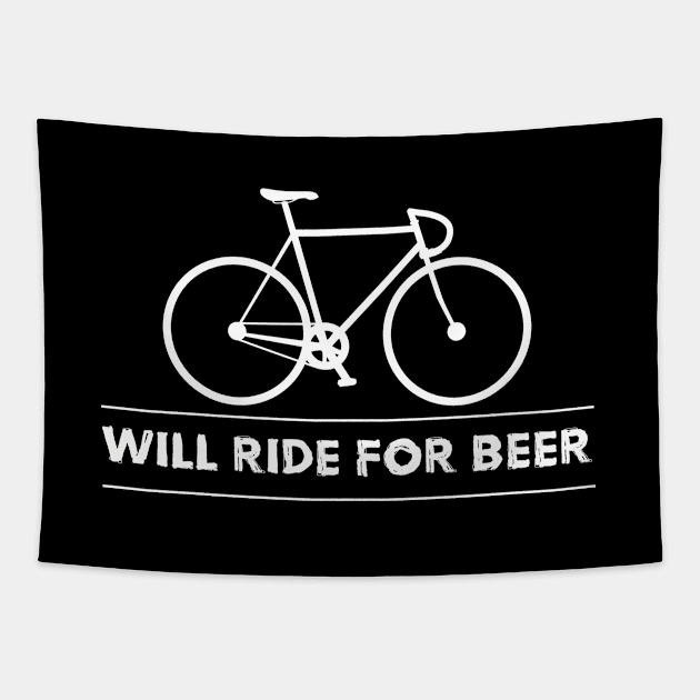 Cyclist - Will Ride For Beer Tapestry by Kudostees