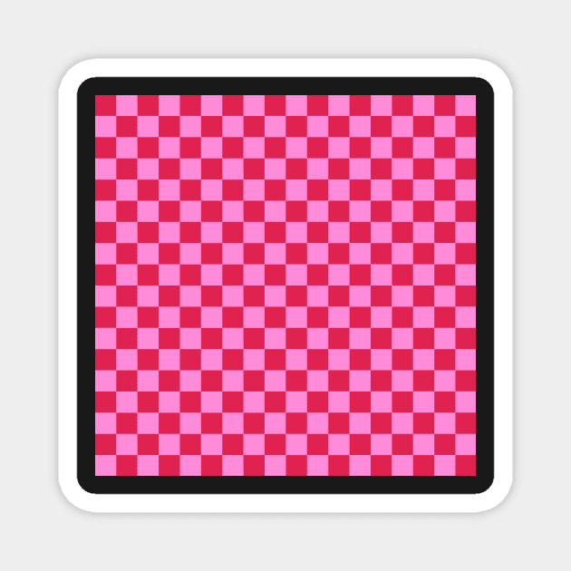 Checkered red pink Magnet by disturbingwonderland