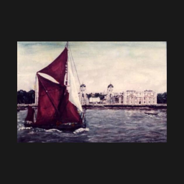 THAMES SAILING BARGE MAY, SAILING PAST GREENWICH NAVAL COLLEGE LONDON by MackenzieTar