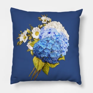 Shades of Blue Watercolor Hydrangeas Art Pillow