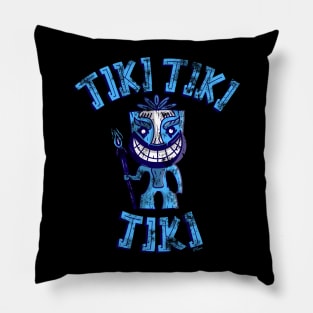 Blue Tiki Man Hawaiian Vibes Tropical Distressed Look Cute Pillow