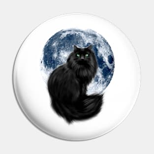 Black cat with moon Pin