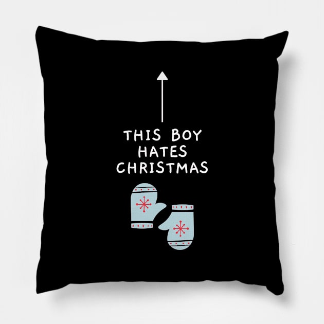 This Boy Hates Christmas - Funny Offensive Christmas (Dark) Pillow by applebubble