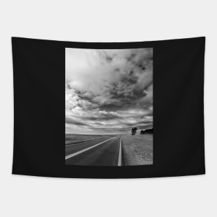 Isolation - Highway On The Prairie black and white photograph Tapestry