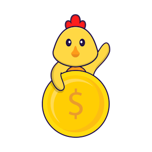 Cute chicken holding coin. T-Shirt