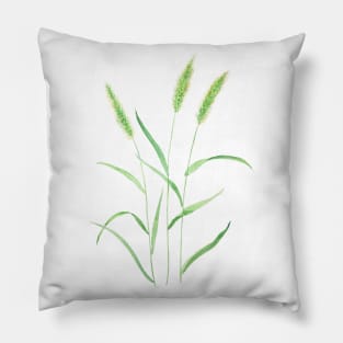 Green Setaria watercolor painting Pillow