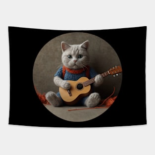 Cute bear cat guitar Tapestry