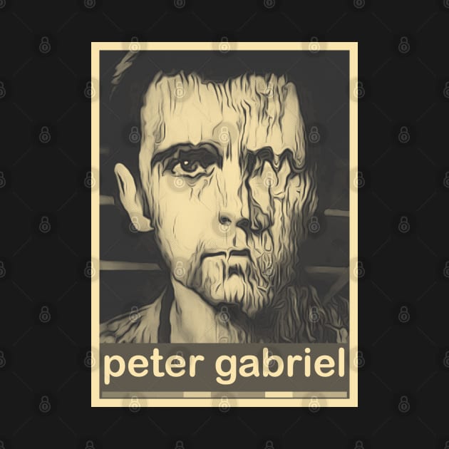 peter gabriel - brown cream  retro shirt by oeyadrawingshop