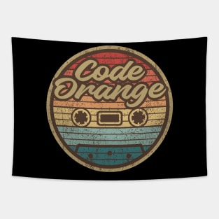 Code Orange Retro Cassette Circle Tapestry