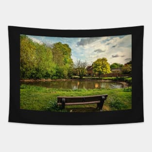 A Seat By The Village Pond Tapestry