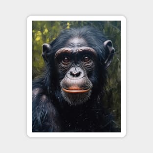 Majestic Bonobo: A Hyperrealistic Oil Painting Exploration Magnet