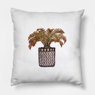 Houseplant Palm in Basket illustration Pillow