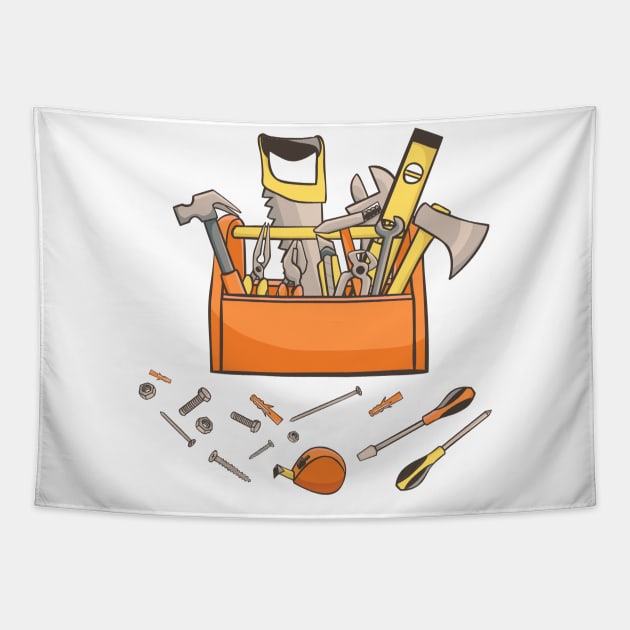 Handyman Toolbox Tapestry by Illustradise