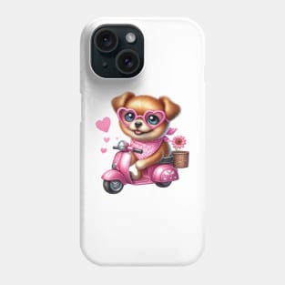 Valentine Dog In Pink Scooter Phone Case