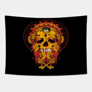 circled framed skull with all seeing eye Tapestry