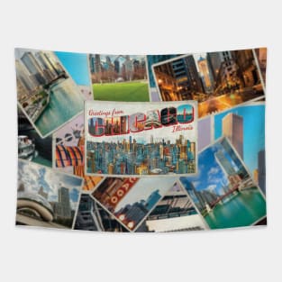 Greetings from Chicago in Illinois Vintage style retro souvenir Tapestry