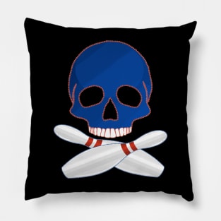 Bowling Ball Skull and Crossed Bowling Pins Pillow