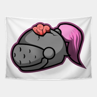 purple haired knight head vector character Tapestry