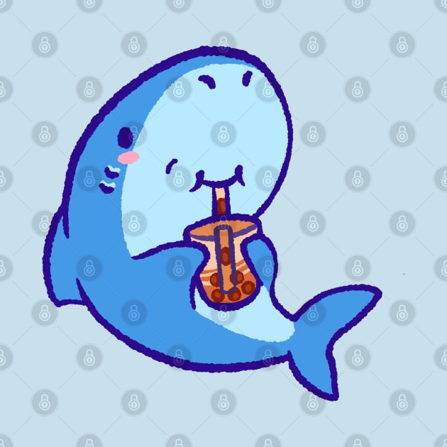 Cute shark drinking boba tea by Tinyarts