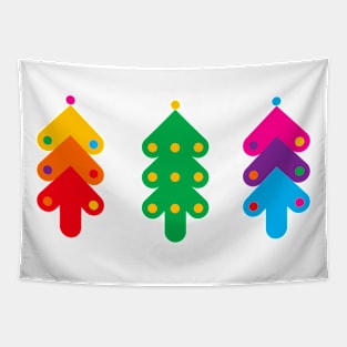 Merry Christmas with colorful Christmas trees, version one Tapestry