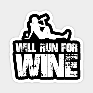 Will Run for Wine - female runner Magnet