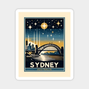 Vintage Retro Travel - Starry Night Over Sydney Magnet