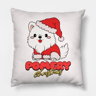 Merry Christmas pomeranian dog pom pomerian typography | Morcaworks Pillow