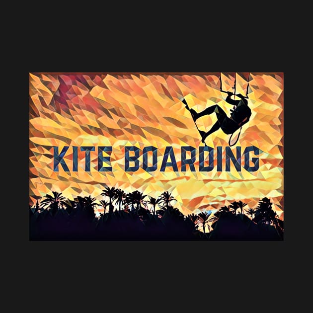 Kite Boarding (flying silhouette surfer sunset) by PersianFMts