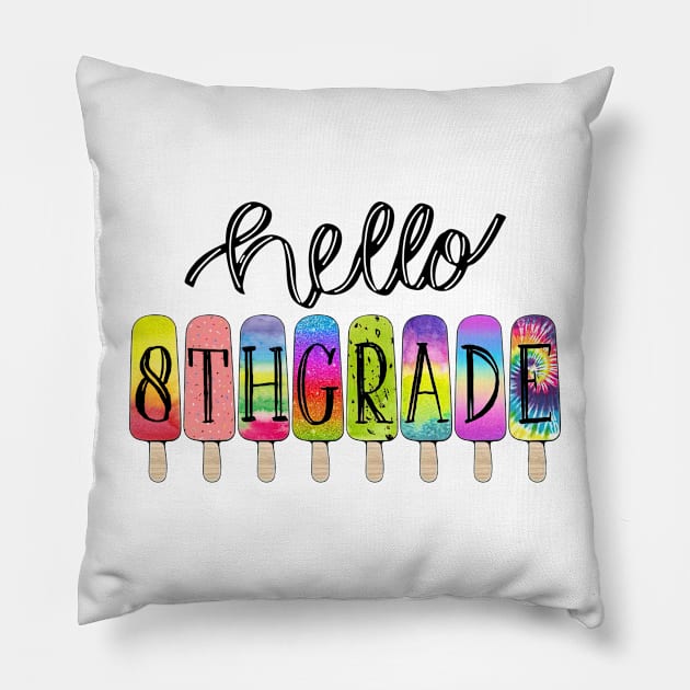 Back To School 1st Day At School Hello 8th Grade Pillow by SuperMama1650