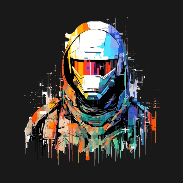 Man With Helmet Video Game Character Futuristic Warrior Portrait  Abstract by Cubebox