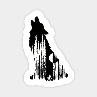 Werewolf Under Full Moon in Forest in a Wolf Silhouette Illustration Magnet