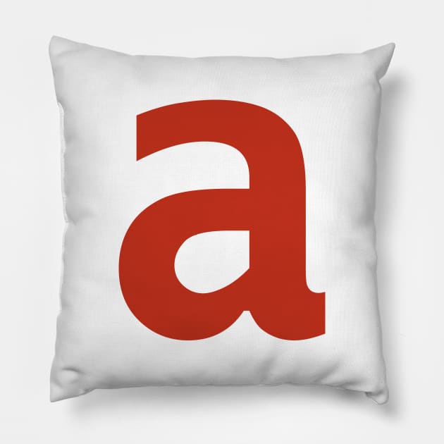 Letter a in Red Text Minimal Typography Pillow by ellenhenryart