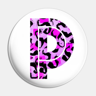 Letter P Watercolour Leopard Print Alphabet Pin