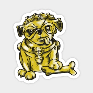 Gold Guardian Pug Foo Dog Magnet