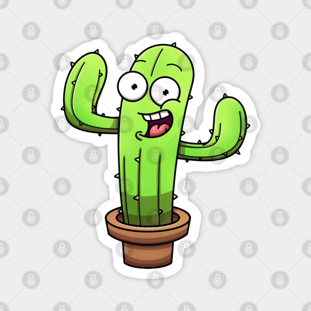 Happy Cute Cactus Magnet by TheMaskedTooner