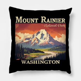 Mount Rainier National Park Vintage Pillow